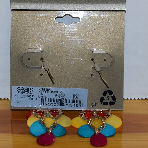Sears Studio S Chandelier Dangle Style Colorful Teardrop Earrings - Picture 9 of 12